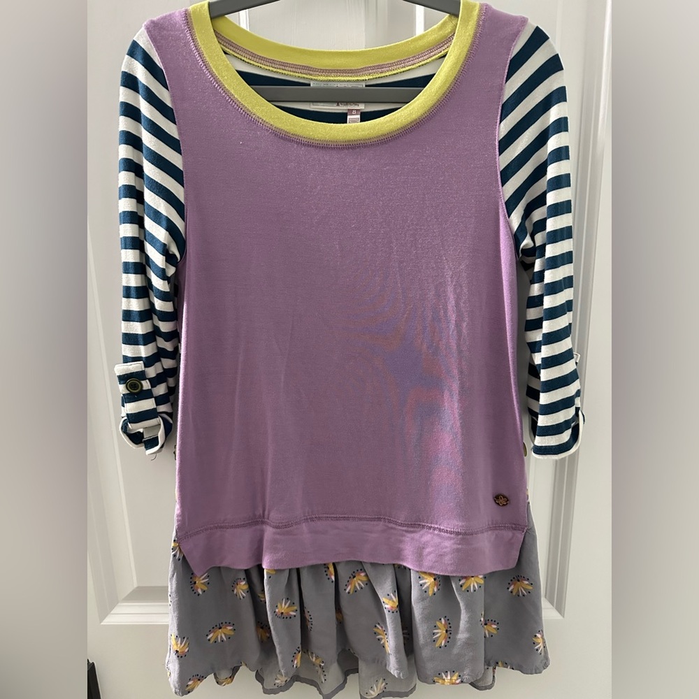 Matilda Jane 435 Lavender Top with Striped Sleeves Size 8